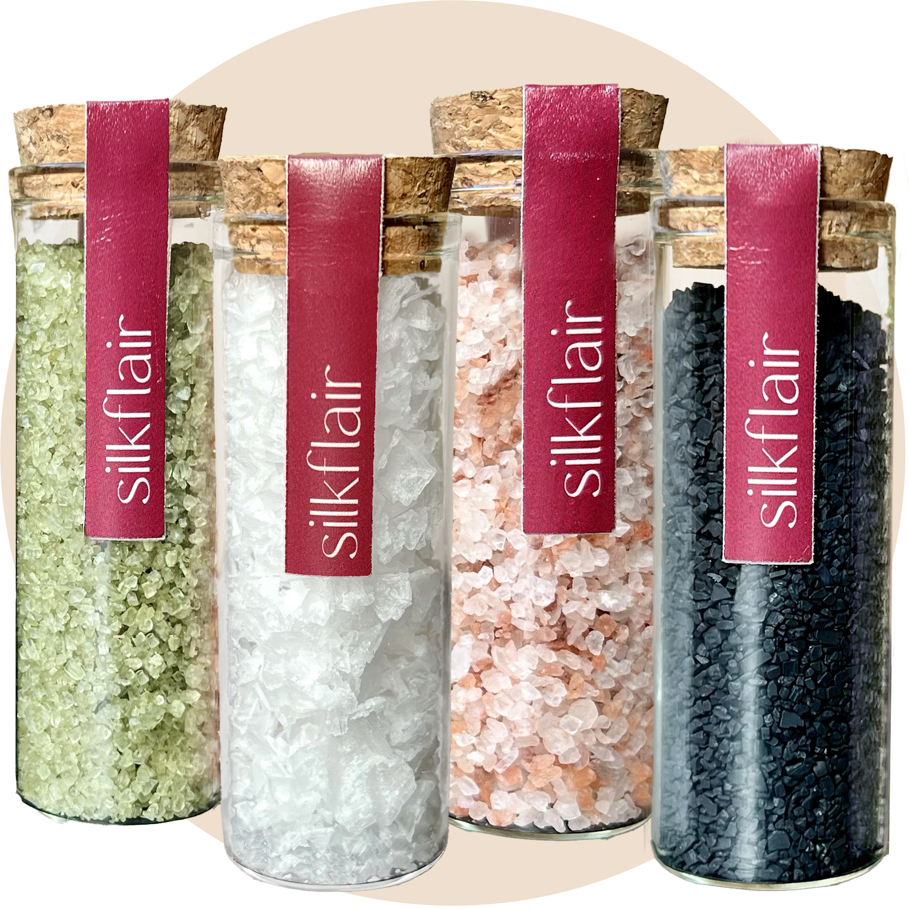 Salt 'n' Style – set 4 sali (Sale nero - sale rosa - sale verde - fiocchi di sale)